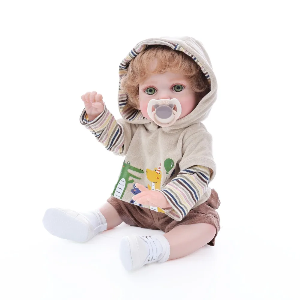 Cloveray 20-Zoll-Ganzkörper-Vinyl, realistische wiedergeborene Babypuppe, superweiche Vinylpuppe, handgefertigt, hochwertiges Original-Weihnachtsgeschenk für Kinder