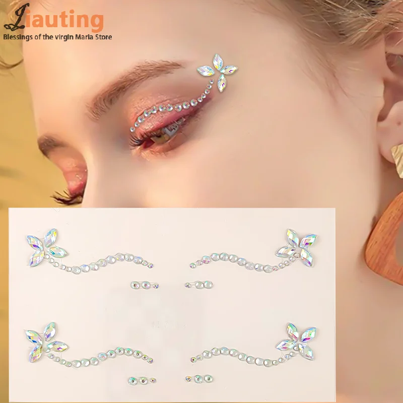 3D Rhinestone Sticker Eyes Face Decoration Stickers Ball Party Makeup Tool Diamond Masquerade Temporary Tattoo DIY Stickers