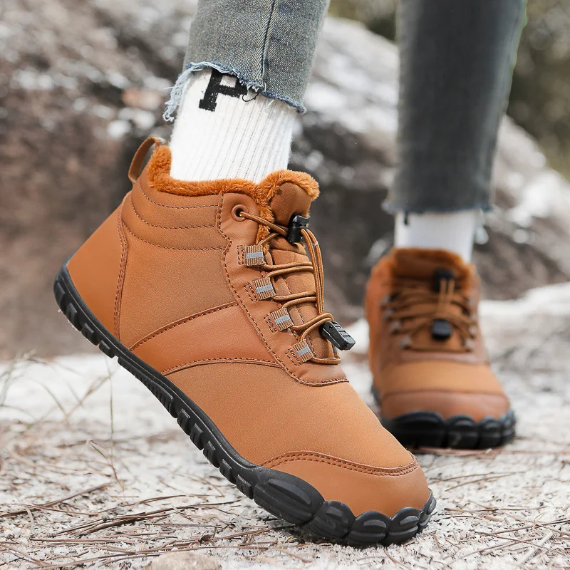 

Thickened Winter Warm Cotton Outdoor Leisure Five-Finger Sports Shoes Fleece Lined Mid-Calf Men's Couples Snow Boots