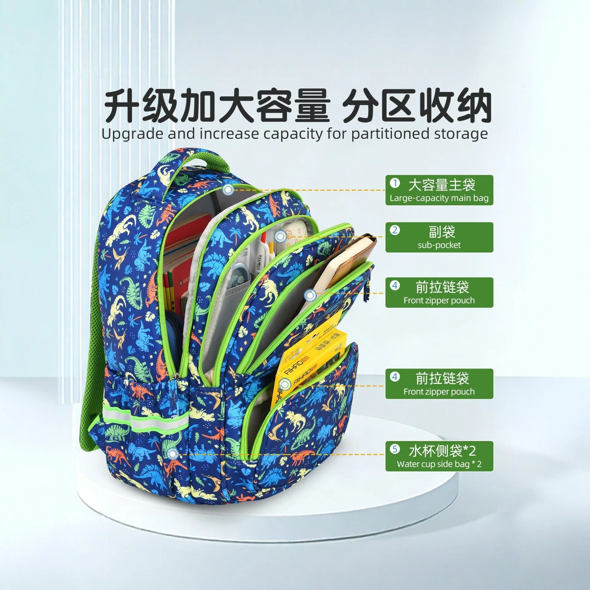 New School Bag Boy Girl Set of 3pcs Meal Package Pencil Case Primary Student Shoulder Backpack Water Proof Light Large Capacity