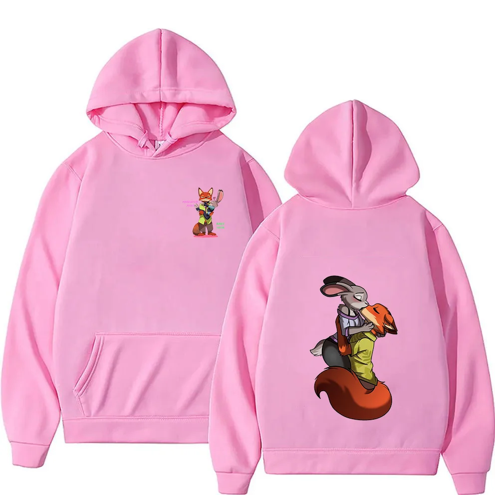 Disney Zootopia Judy Nick Men Women Hoodies Casual Hip Hop Streetwear Long Sleeves Sweatshirts Boys Girls Autumn Tops Coats