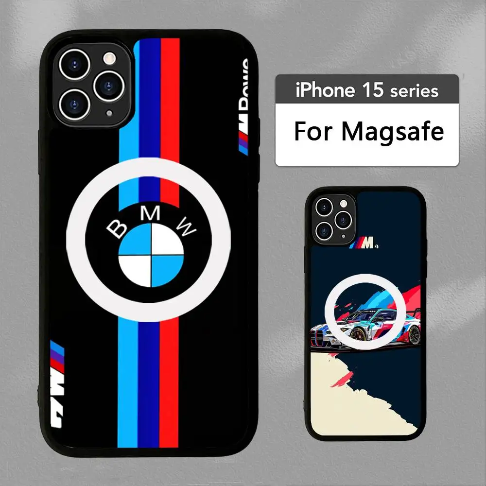 Image of B-BMWs Logo Magnetische Matte Handyhülle für iPhone 16 17 15 14 13 12 11 für MagSafe Kabelloses Laden Cover