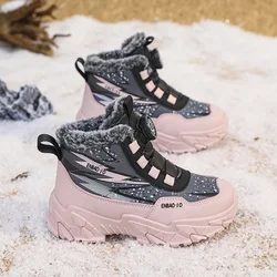 Nieuwe kinderen snowboots trendy all-match kind winter dikke bodem katoenen schoen midden top warm meisje jongen antislip slijtvaste laars