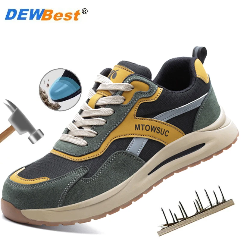 

New shoes shatter-proof puncture-proof men's breathable safety shoes work shoes anti-slip Kevlar midsole men.