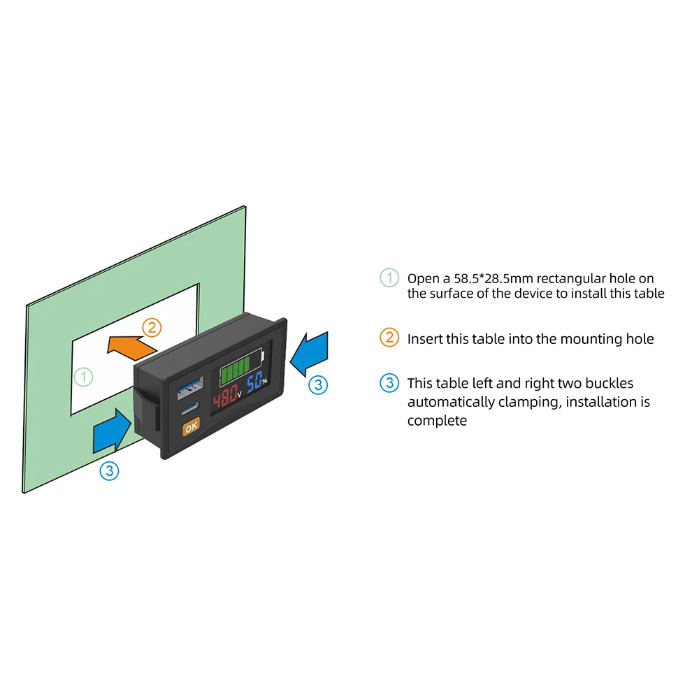 DC 12-24V Digitaler Voltmeter Batteriestandsanzeige USB+Typ C 30W Ausgangsspannungstester Leistungsmesser Auto-Kapazitätsmonitor – Detail 7