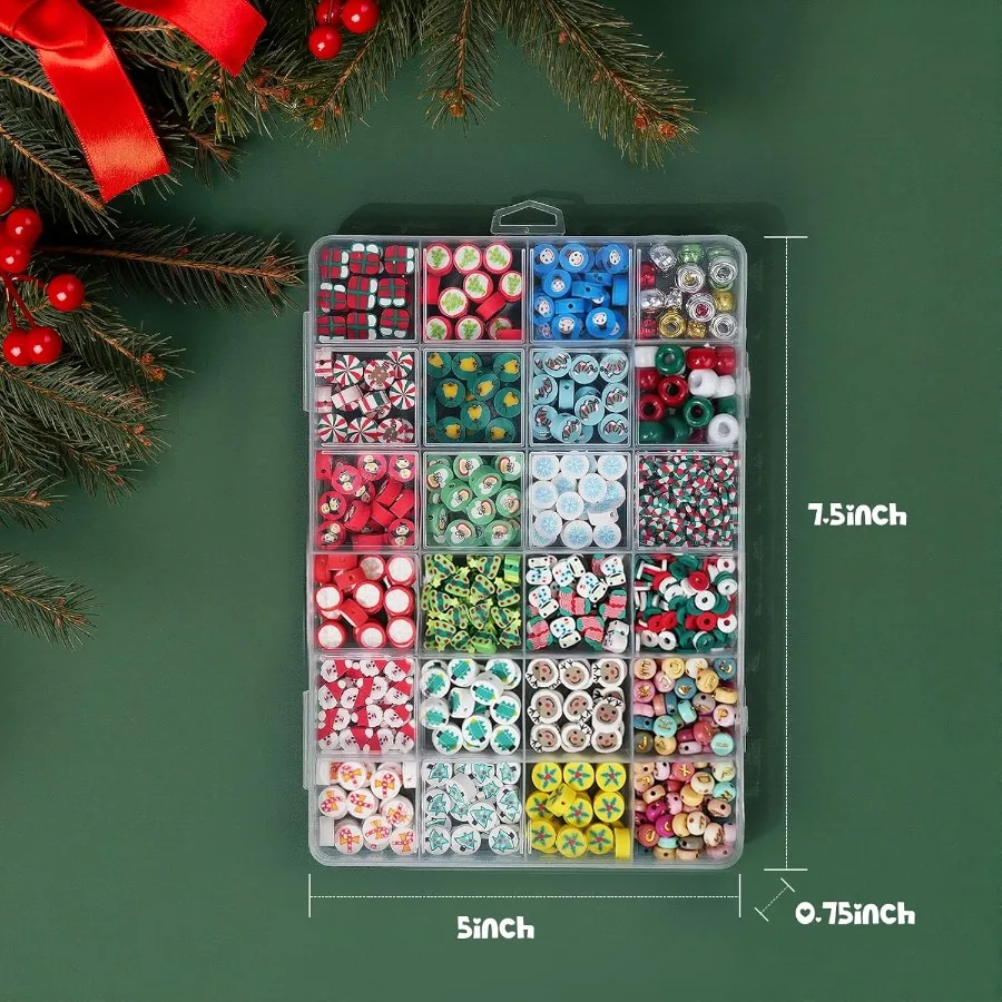 Gionlion عيد الميلاد الخرز سوار صنع عدة 800 قطعة بوليمر كلاي الخرز طقم مجوهرات للفتيات عطلة DIY الحرفية مع عيد الميلاد #5