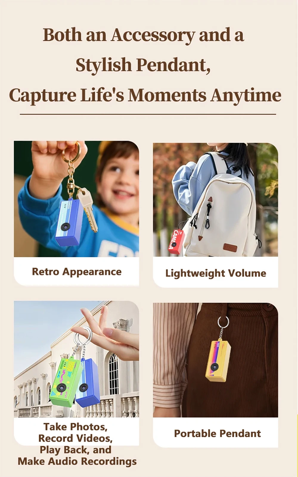 X7 1080P Full HD Thumb Camera 0.96inch Mini Action Retro Camera Support Memory Card Very Small Camcorder Keychain Video Recorder