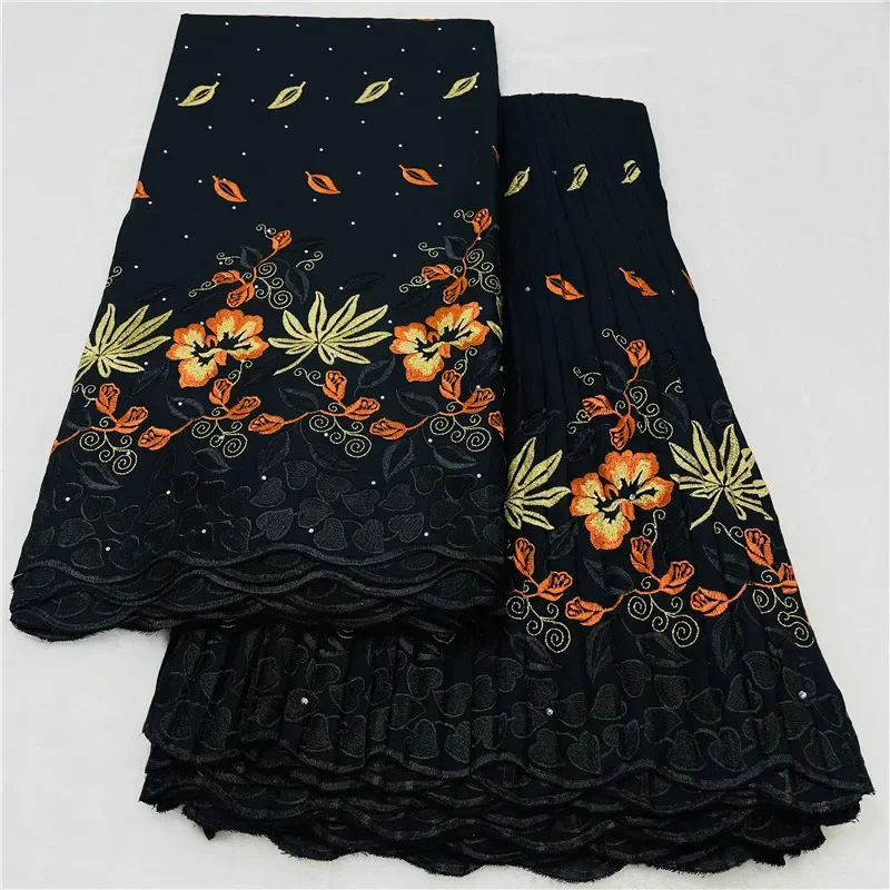 

5+5 Yard Swiss Voile Dry Lace Fabric Lafaya Embroidery African 100% Cotton fold Popular Dubai Style For Party Material 12L29702