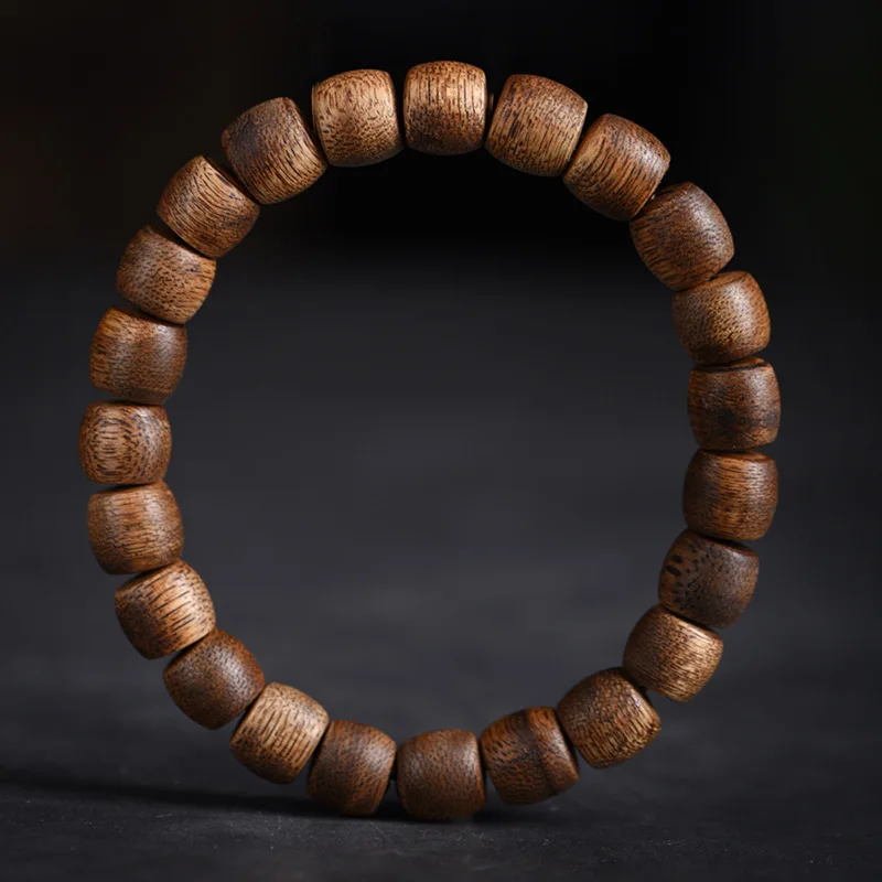 Premium Nha Trang Yellow Agarwood Barrel Bead Bracelet Fruity Sweet Milky Fragrance Unisex Mala Festival Gift