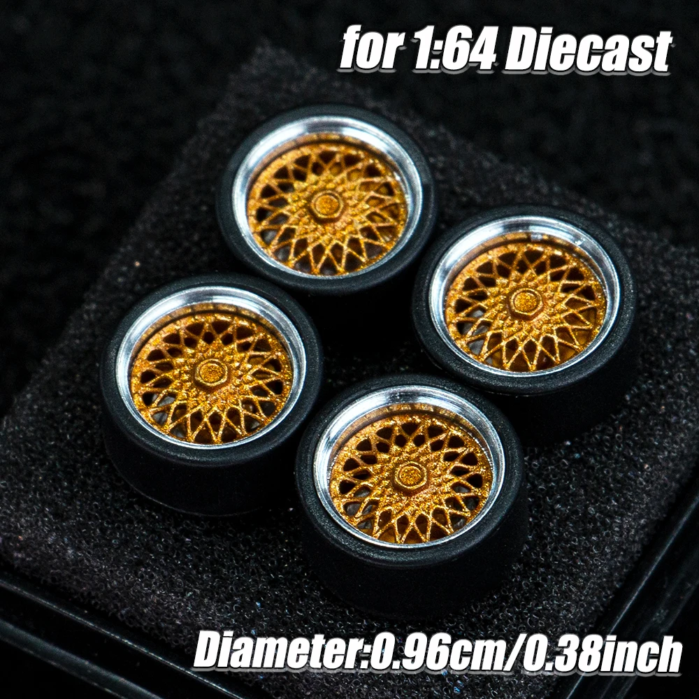 1:64 Maßstab Modellauto-Räder, 4 Stück 1 Set, 3D-gedruckte Harzfelgen mit Gummireifen für MINI GT Tomica JDM Auto-Upgrade – Detail 6