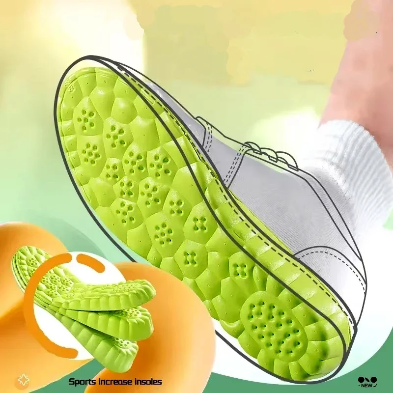 1Pair Breathable Anti-Odor Height Increase Insoles Shock Absorbing Soft Comfortable Sports Shoe Sole Insole for Extra Support
