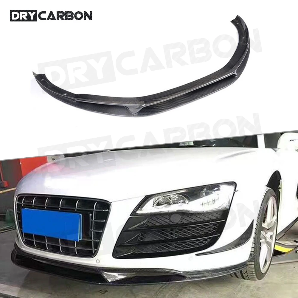 

Carbon Fiber Front Lip Spoiler Apron for Audi R8 V8 V10 Coupe Convertible 2008-2015 Bumper Car Styling Body Kits Accessories FRP