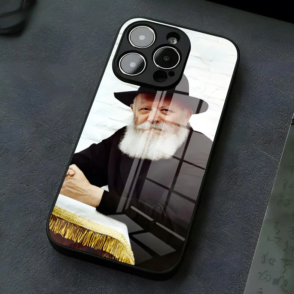 Etui na telefon z motywem żydowskiego rabina Lubawicza do iPhone 17 Pro Max 16 15 14 Pro Max 13 11 X Xs Xr 8 7Plus, szklana obudowa — zdjęcie produktu 6