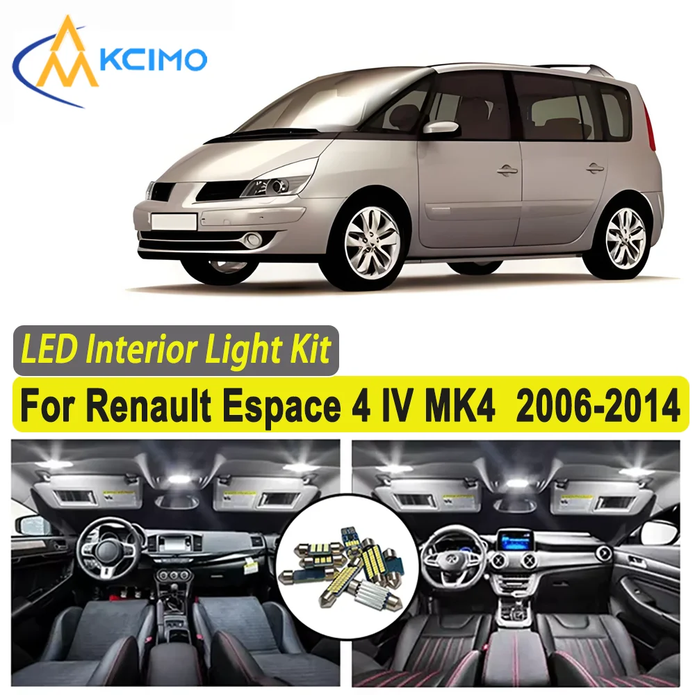 

Kcimo LED For Renault Espace 4 IV MK4 2006-2014 Premium Bright LED Interior Dome Map Trunk Light Kit Car Led Lamps New Car LED