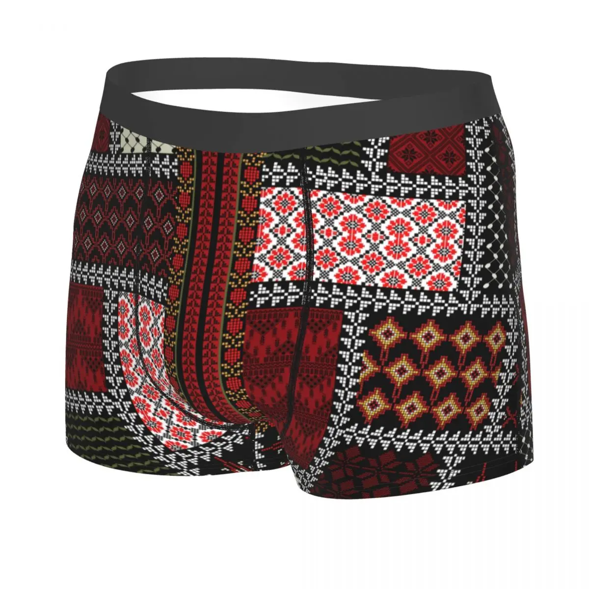 Custom Arabic Keffiyeh Traditional Pattern Underwear Men Breathable Tatreez Embroidery Art Boxer Briefs Shorts Panties Soft