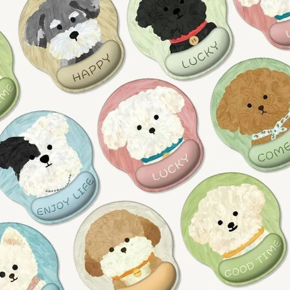 

Портативный мультяшный коврик для мыши с подставкой для запястья, резиновый, с HD-печатью, с изображением щенка, милый, мягкий, игровой коврик для мыши, для настольного компьютера