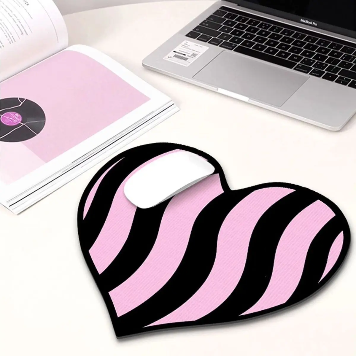 Ins Advanced Stripes Love Type Small Leather Mouse Pad Super Anti Fouling Waterproof Computer Table Mat Customization Office Mat