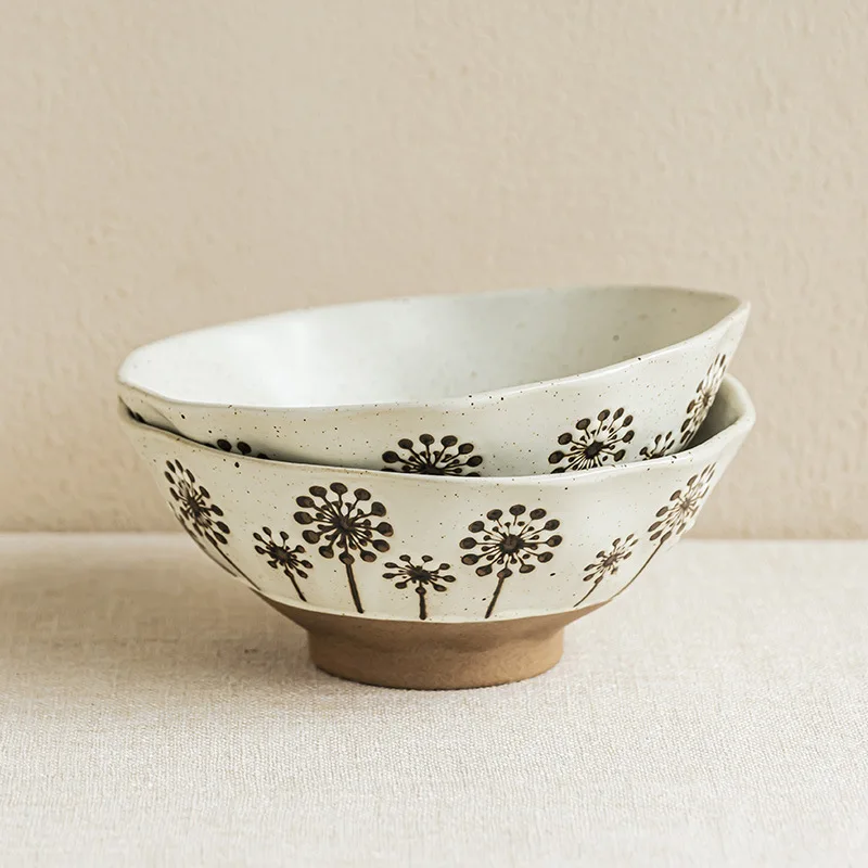 Handmade Sunflower Ceramic Bowl Stoneware Noodle Soup Dish Home Dining Tableware