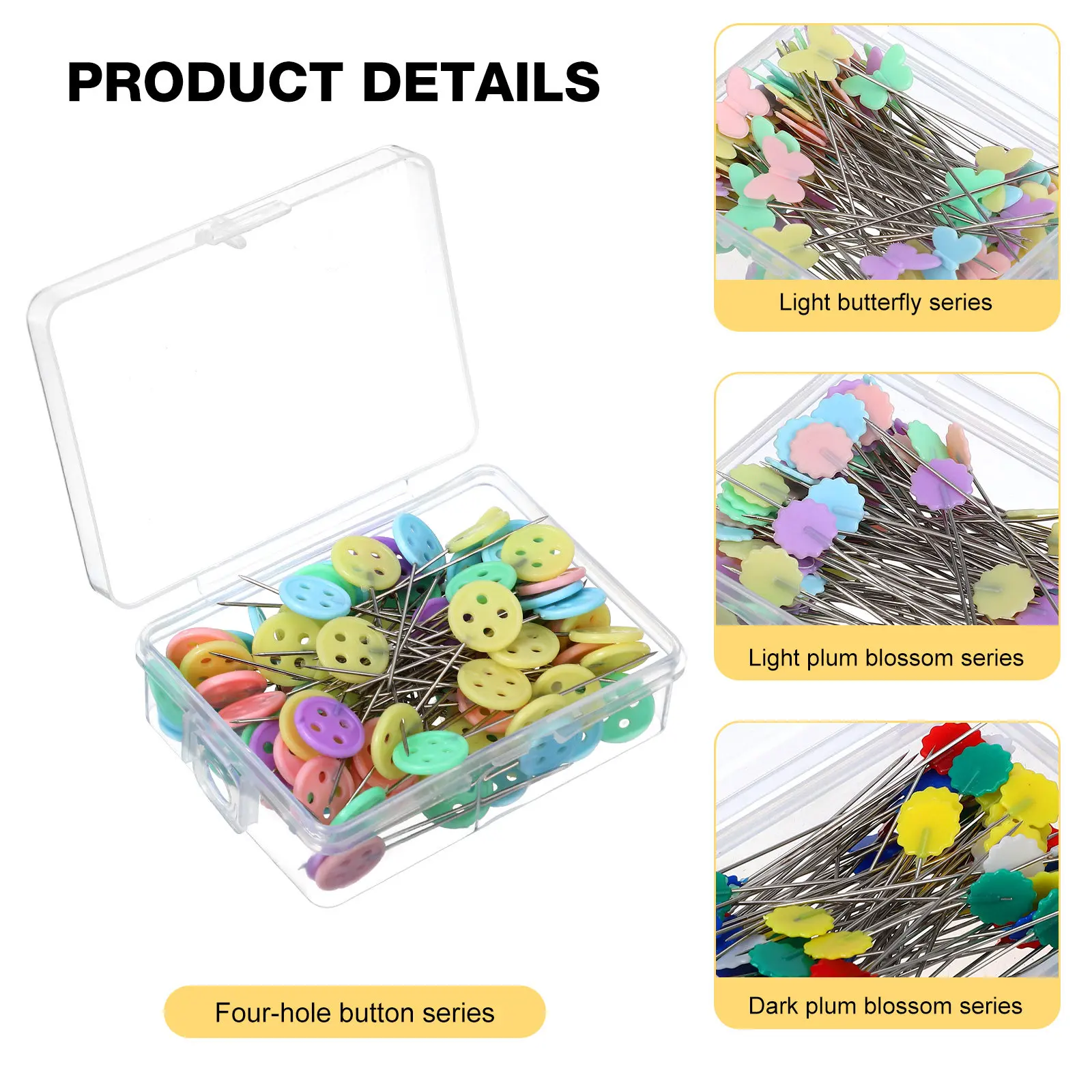 

400 шт. швейных булавок для квилтинга с плоской головкой и цветными наконечниками для различных видов рукоделия и шитья