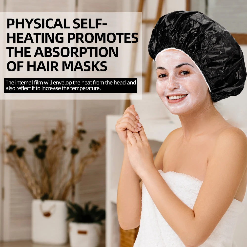 6g Ultra-Light Unplugged Self-Heating Hair Mask Cap, Portable Aluminum Foil Heat Cap for Home Spa Deep Conditioning Treatment