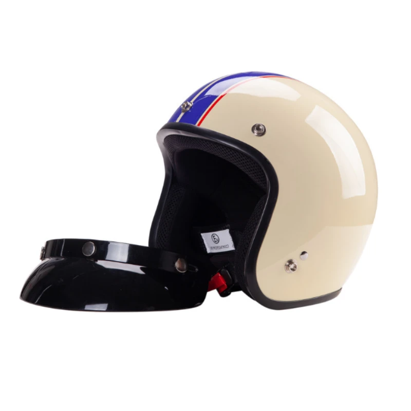 3/4 Open Face Japanese Motorcycle Capacete Vintage Motorcycle Technology Scooter Motorbike Riding Jet Casque Moto Casco