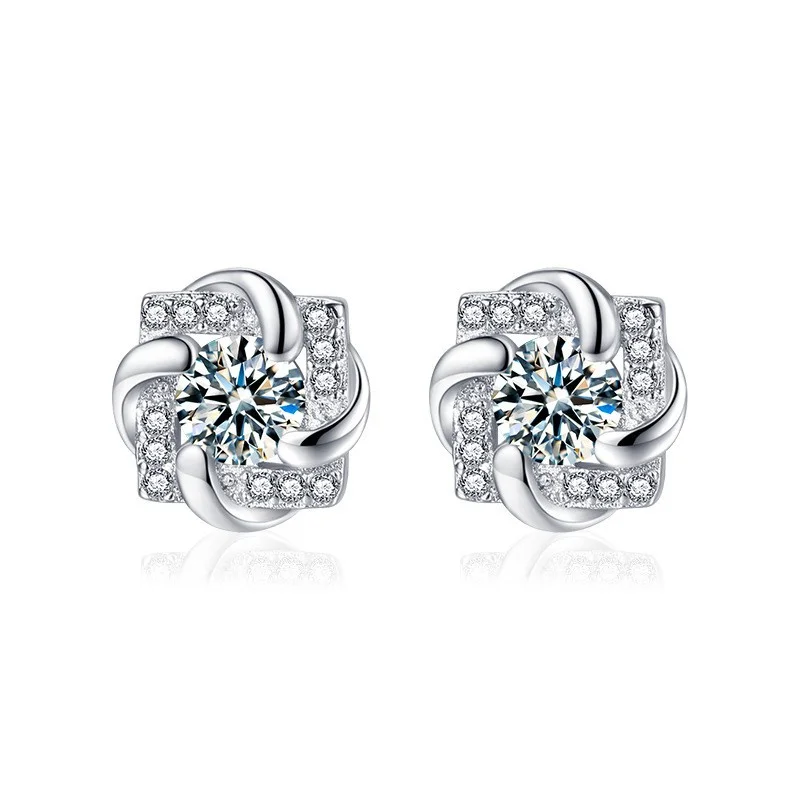 ZFSILVER Fashion 925 Silver Moissanite Classic Fine Trendy Design Windmill Earrings Charms Women Accessories Jewelry Gift XEZ056