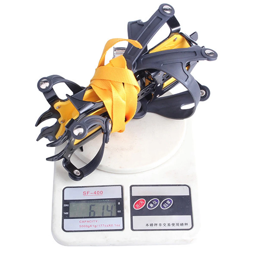 1 paio di impugnature da neve ramponi antiscivolo 10 denti kit per arrampicata su ghiaccio regolabile con borsa per il trasporto per escursionismo arrampicata pesca jogging