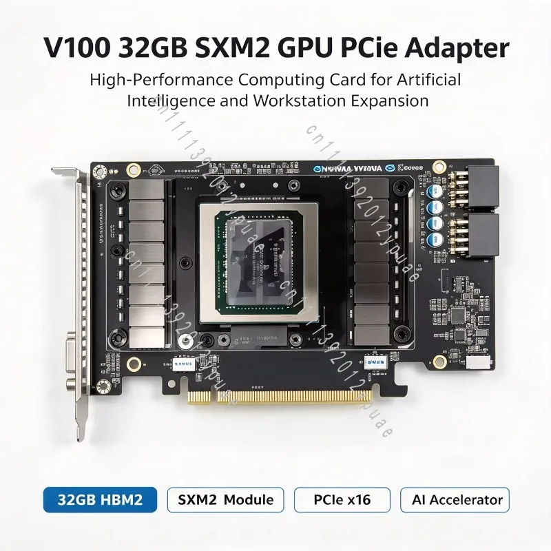 SXM2 Form Factor PCIe Conversion Adapter, High Performance Computing Expansion Card for Workstation AI Inference