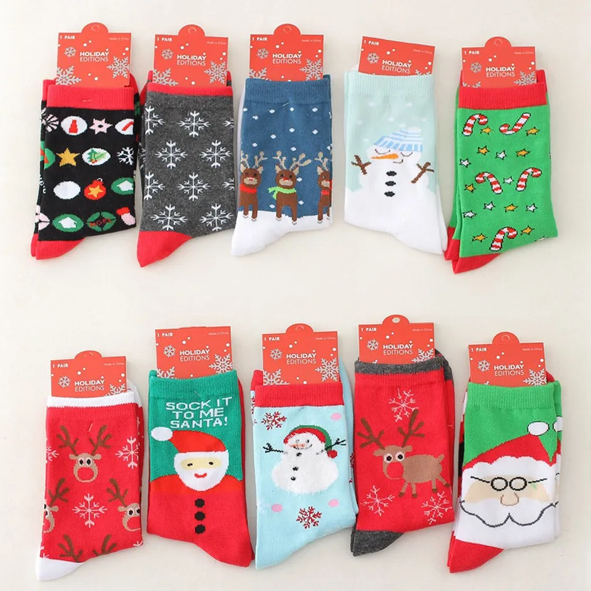 Christmas Socks Unisex Women Men Cartoon Cute Santa Claus Snowman Snowflake Winter Hosiery Cotton Harajuku Warm Thicken Socks