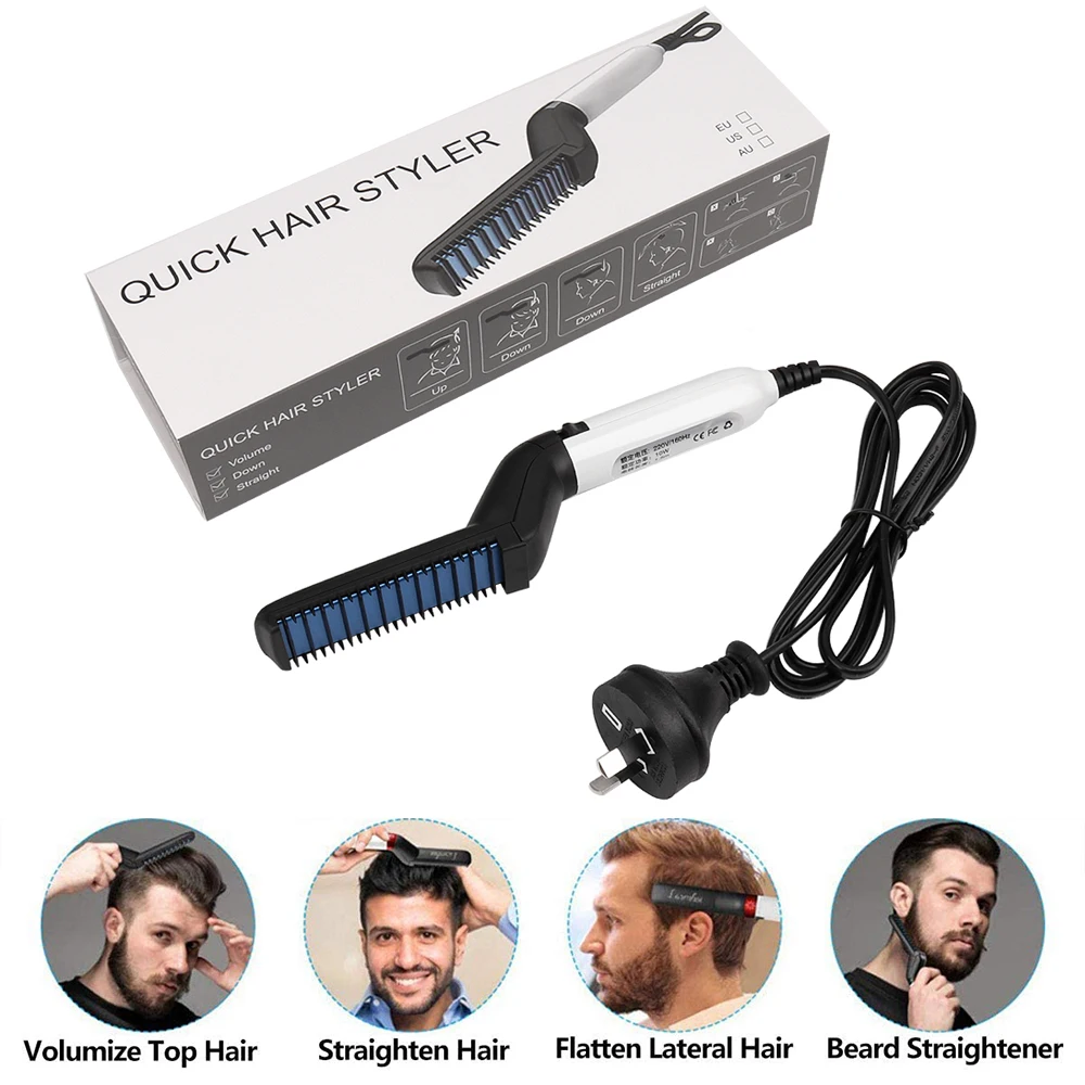 Multifunctional Quick Hair Beard Straightener Men's Hair Straightening Flat Iron Heated Hair Comb Electric Men Hair Beard Styler