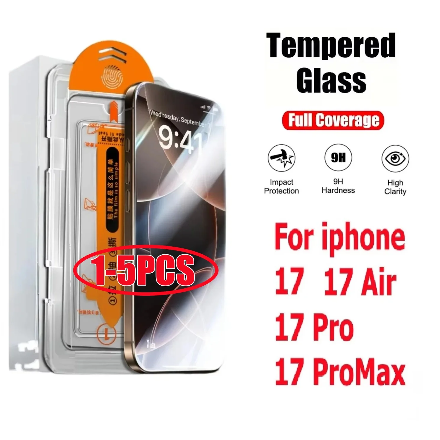 1-5 SZTUK Folia Ochronna Bezpyłowa do Montażu na iPhone 17 Pro Max iPhone 17 Pro 17 Air Pełna Ochrona Ekranu dla iPhone 17