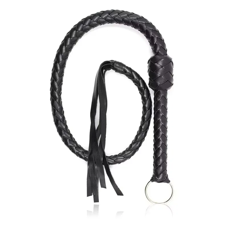 116CM PU Leather Horse Whip Bull Whip, Leather Handle Training Tool Equestrian Riding Crop Whips