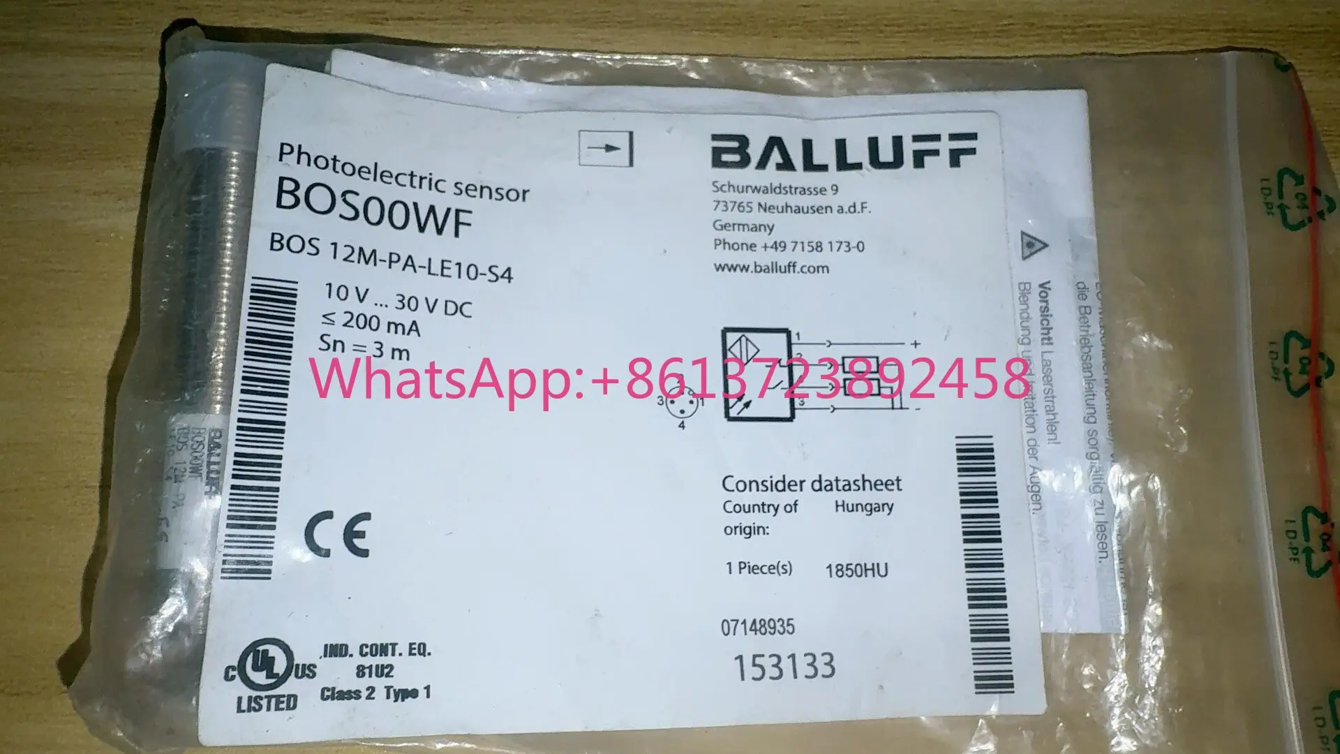 New original Balluff BOS00WF photoelectric sensor, model BOS 12M-PA-LE10-S4 high quality