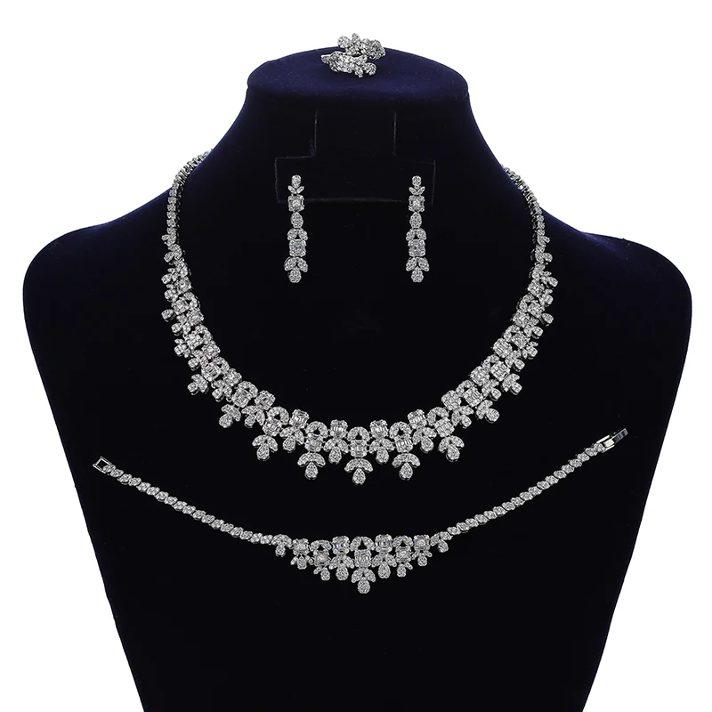 

Jewelry Sets HADIYANA Gorgeous Bridal Engagement Necklace Earrings Ring And Bracelet Set Women Wedding Jewelry CN1826 Gifts