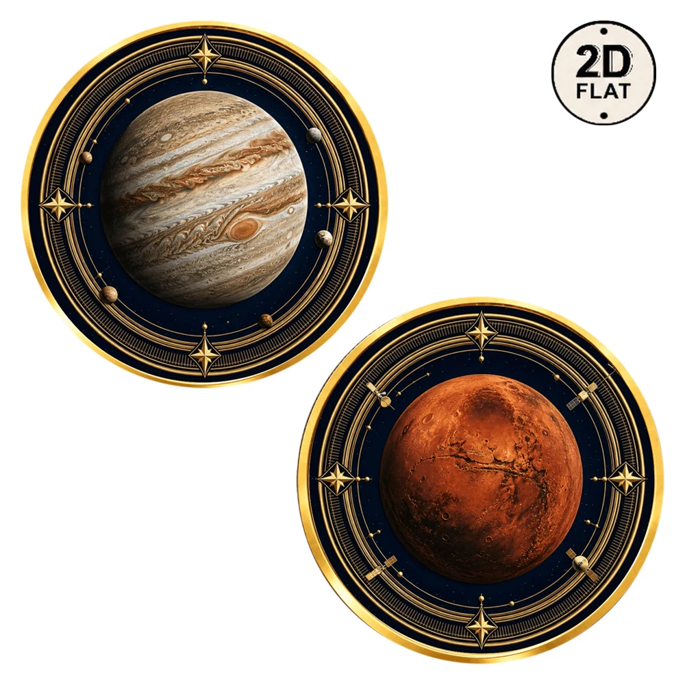 1pc Jupiter & Mars Planet Metal Commemorative Coin Solar System Space Galaxy Collectible Medal Gifts for Space Enthusiasts