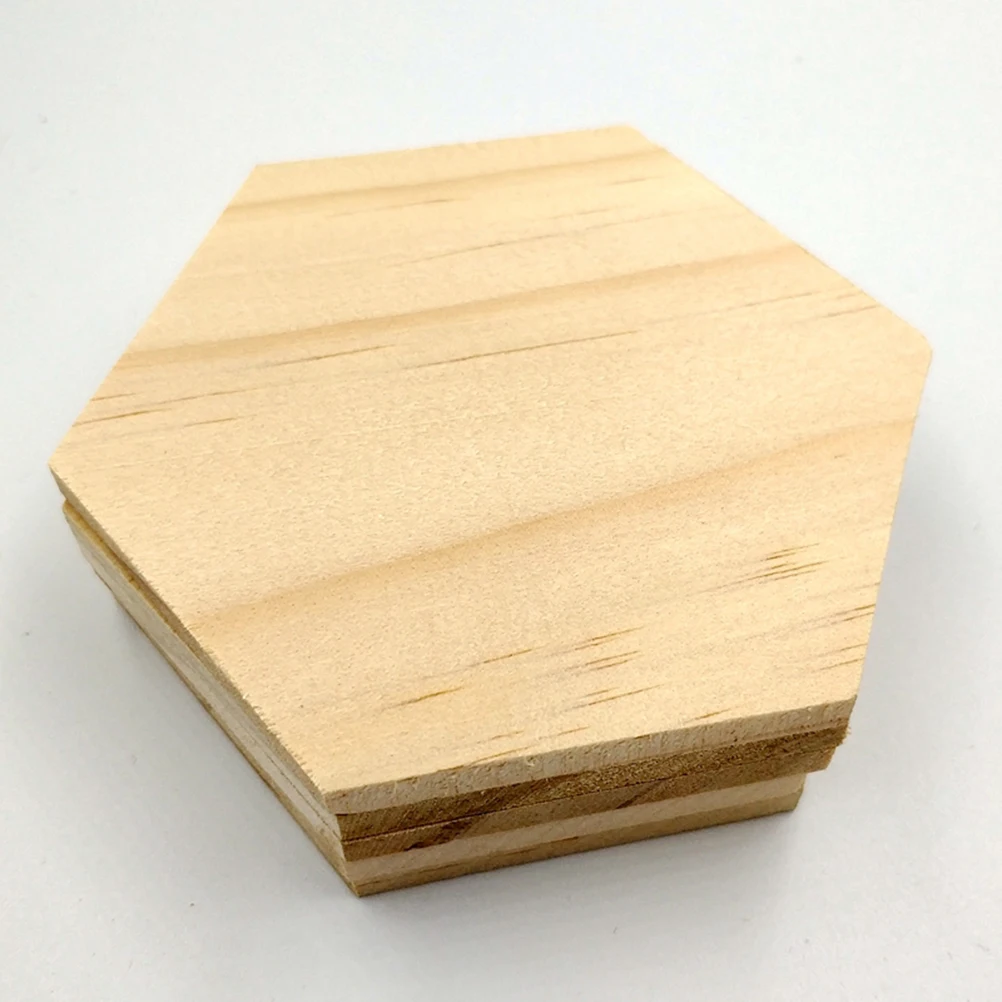 

Wooden Decorative Slices Hexagon Shape Unfinished Smooth Surface DIY Craft Supplies Sewing Tools Accessories Wood Discs