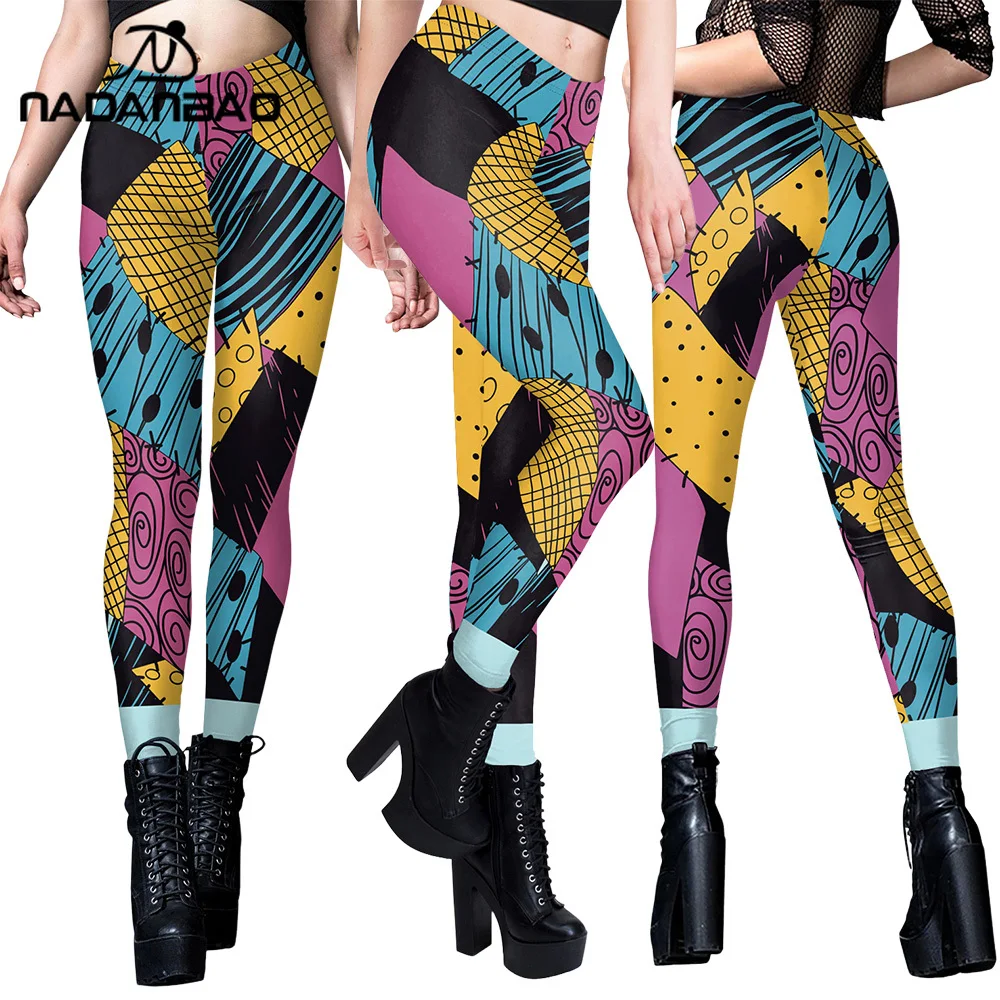 Nadanbao سالي جاك هالوين طماق النساء الفيلم تأثيري السراويل المرقعة نمط حزب بنطلون عارضة مثير نحيل الجوارب