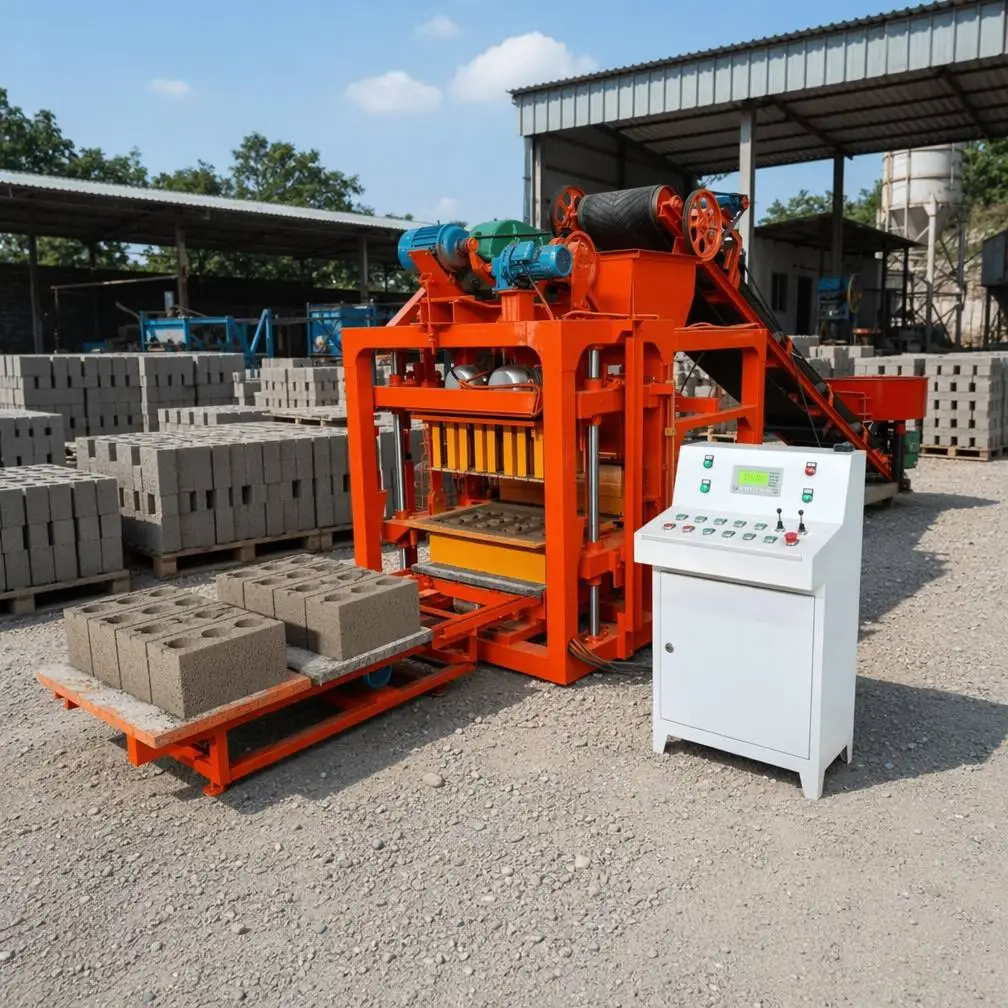 QT4-25 Automatic Non-fired Brick Making Machine Low Cost Concrete Hollow Block Machine For Africa Ghana Nigeria Kenya
