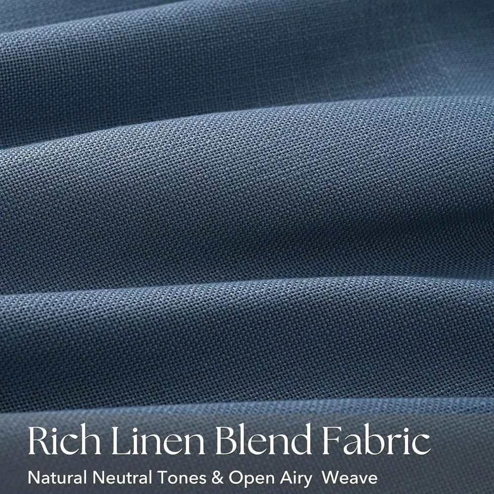 Rideaux en lin plissés bleu marine, longueur 84, ensemble de 2 panneaux pour le salon, filtrage de la lumière, semi-transparent, avec crochets, adaptés