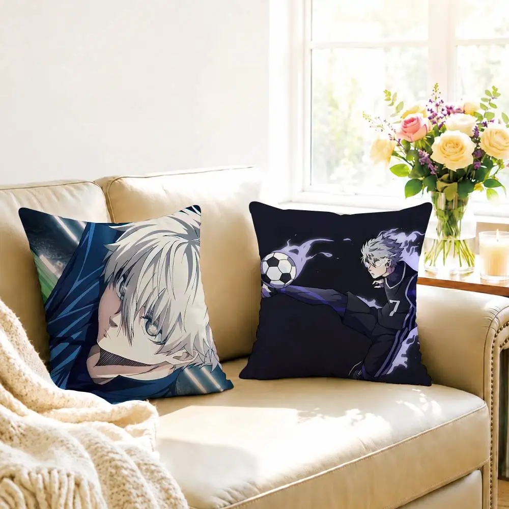 A-Anime B-Blue Lock Seishiro Nagi Square Double-Sided printed Pillow Case Bedroom Bedside Pillow Sofa Cushion Cover Gift