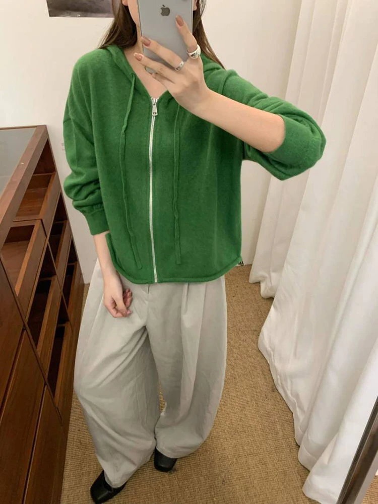 

Autumn Winter New Sle Soft Skin-friendly Warmth Knitted Outerwear Zipper Open Cardigan Loose Slimming Versatile Small Bear