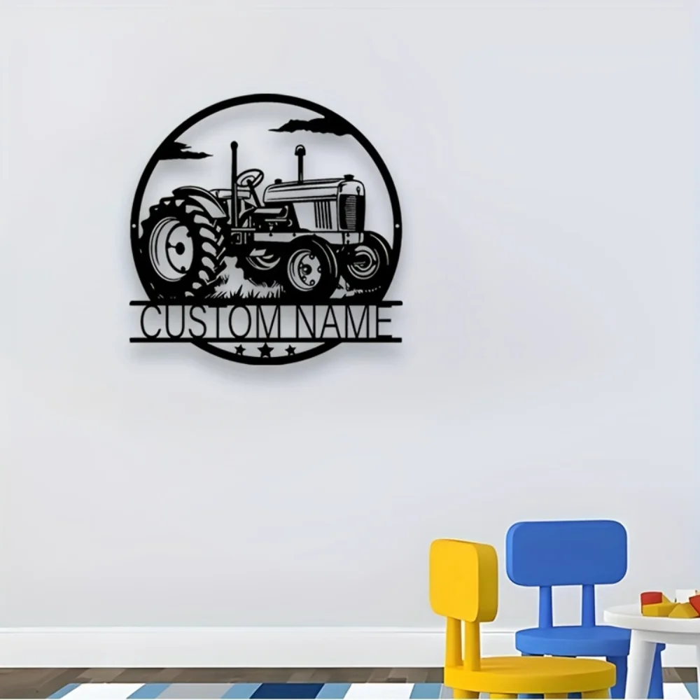

1pc Tailored Metal Wall Art Personalized Hollow Tractor Sign with Custom Name for Porch or Living Room Great Housewarming Gift