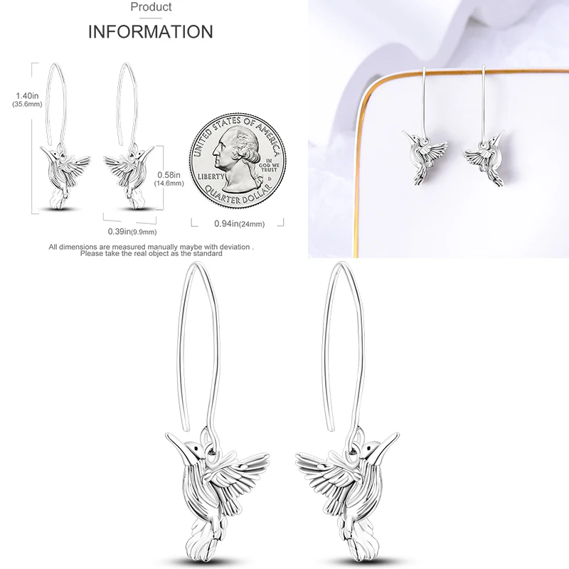 925 Sterling Silber Hängeohrringe Erdbeere Mond Kolibri Kleeblatt Libelle Ozean für Frauen Mädchen Geburtstag Schmuck Geschenk – Detail 7