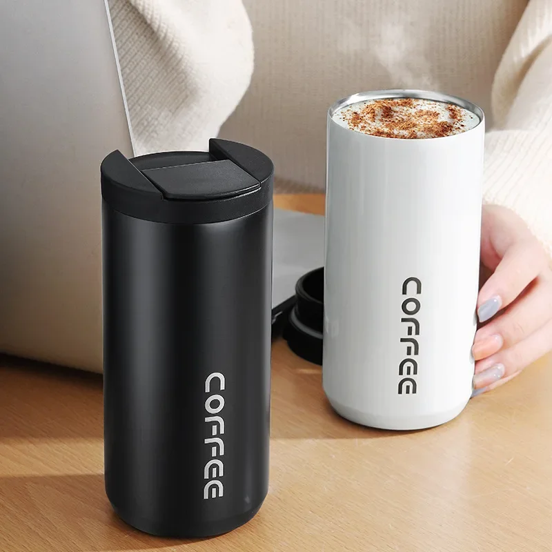 Creative Double Wall Thermal Mug with Lid Stainless Steel Portable Coffee Milk Cup Travel Tea Tumbler Office Water Cup Drinkware