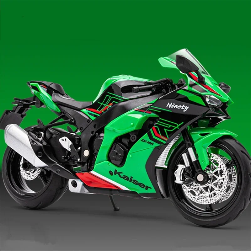 カワサキニンジャZX-10R合金スポーツバイクモデル、ストリートレーシングダイキャスト、音と光、子供のおもちゃギフト、1:12