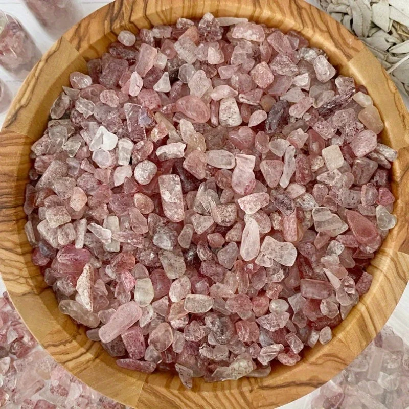 5-9mm Natural Strawberry Quartz Crafts Tumbled Bulk Crystal Healing Stone Chips Gravel Wholesale Home Fish Tank Decoration