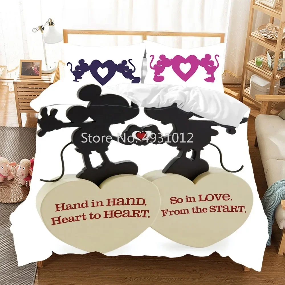 

Anime Cartoon Dancing Mickey Minnie Mouse Color Bedding Set Baby Duvet Cover Sets Bedclothes Twin Single King Kids Adult Gift