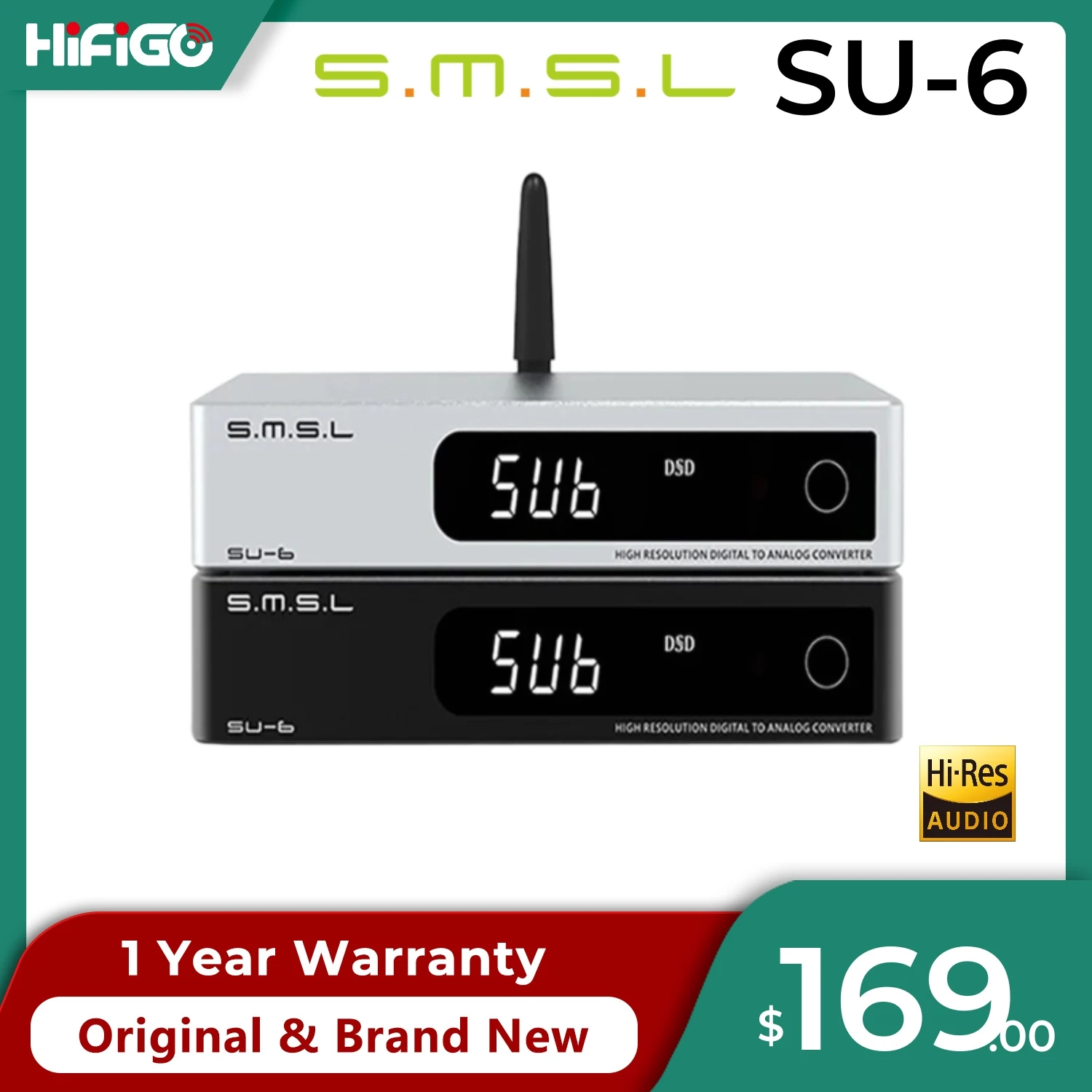 

SMSL SU-6 Bluetooth 5.0 Desktop Decoder ES9038Q2M chip 4* OPA1612 XMOS Audio DAC PCM 768kHz DSD512 LDAC/APTX HD Remote Control