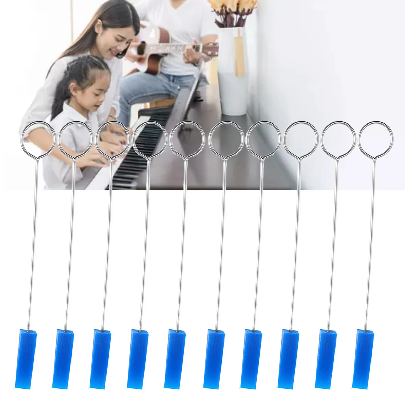 10PCS Piano Tuning Mutes Metal Handle Triangular Rubber Fixing Tool Musical Instrument Maintenance Kit