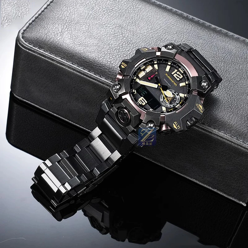 Modified  Metal Solid stainless steel Watchband For G-SHOCK Casio third-generation Big Mud King GWG-B1000 strap resin adapter